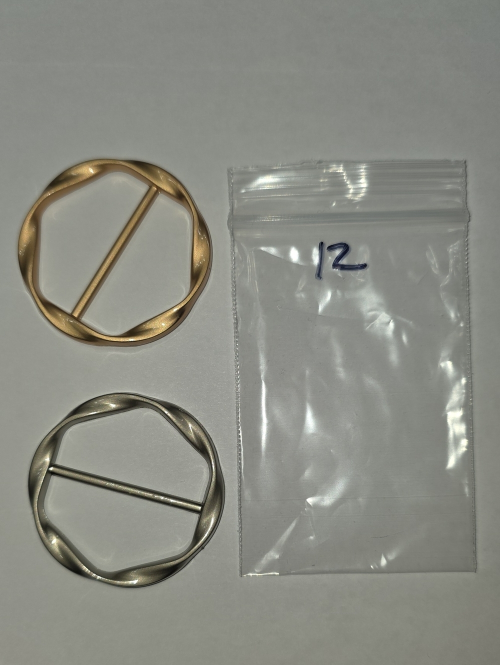 Round Twisted Tee/Scarf Slide  - Matte Gold and Silver - Women Accessories